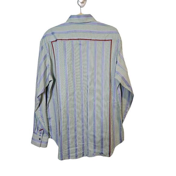 Robert Graham light blue and light green button down shirt. Size L. - Picture 3 of 5
